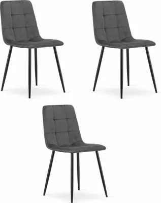 Produktbild von Valora KARA Stuhl Dunkelgrau 3er-Set - Trio grauer Stühle für einen modernen Look