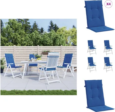 Produktbild von vidaXL Gartenstuhlauflagen für Hochlehner 4 Stk. Königsblau 120x50x3cm - Sitzpolster