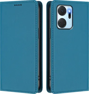 Produktbild von Handyhülle für Honor X7A, Kunstleder Klapphülle Stoßfeste Magnetische Hülle mit Ständer Blau