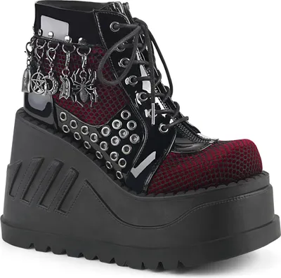Produktbild von STOMP-18 Damen Booties von DemoniaCult, Schwarz Dunkelrot , EU 41, US 11