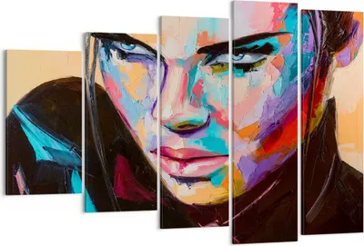 Produktbild von Bild auf Leinwand - Leinwandbild - Frau Emotionen Gesicht Mehrfarbig - 150x100cm - Wand Bild - Wanddeko - Leinwanddruck - Bilder - Kunstdruck - Leinwand bilder - Wandkunst - EG150x100-2930