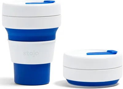 Produktbild von STOJO On-The-Go Faltbarer Kaffeebecher 355 ml – Blau – Wiederverwendbarer Coffee-to-go Becher
