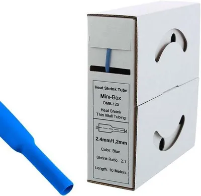 Productafbeelding van 10 meter krimpkous set blauw 2,4 mm naar 1,2 mm voor kabelisolatie