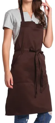 Produktbild von Verstellbare Schürze mit Tasche, Extra Lange Bänder, Braun, 27W×32L