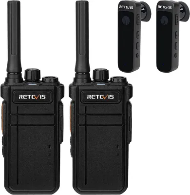 Produktbild von Retevis RB637 Funkgerät, Bluetooth Walkie Talkie, Bluetooth-Kopfhörer, Kabellose Kopie, Typ-C, Wiederaufladbares Langstrecken Walkie Talkie zum Radfahren (Schwarz, 2 Stück)
