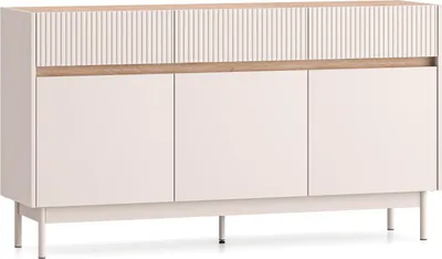 Produktbild von FURNLUX Anrichte Dunea Eiche Und Beige 154cm / Hauptfarbe: Beige / Abmessungen: 154 x 85 x 40 cm