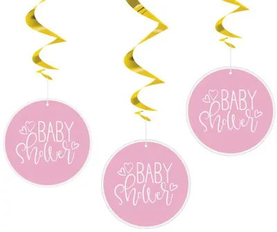 Produktbild von Baby Shower rosa Herzen 3 Swirl Girlanden