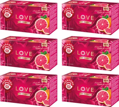 Produktbild von Teekanne Love Früchtetee Pink Grapefruit 6x 20 Beutel - Tee im Beutel mit Stevia