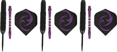 Produktbild von Darts-Set mit Stahlspitze, Metall, rutschfest, leicht, Flight, professionell, für Dartscheibe, Heimbar, Lila