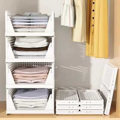 Image de Boîtes de rangement empilables pour penderie, pour chambre à coucher