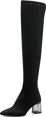 Produktbild von Tamaris Damen Stiefel Stretchschaft Overknee Absatz durchsichtig 1-25504-41, Größe:37 EU, Farbe:Schwarz
