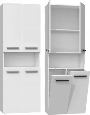 Produktbild von Badezimmerschrank Nel Dk 2K Säulenregal Mit Korb 60Cm Weiss