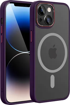 Immagine prodotto di Custodia per Apple iPhone 14 da 6,1 pollici, in silicone, con retro trasparente e cornice color viola