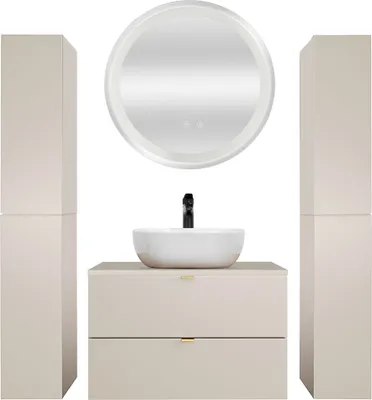Produktbild von Badmöbel Set 4-teilig mit 80 cm Waschtisch in kaschmir matt, DURANGO-56