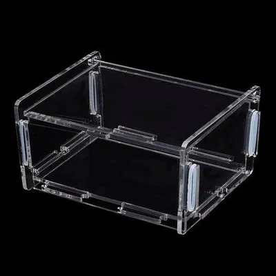 Imagen del producto de Caja de acrílico transparente con tapa, de 12,5 x 9,5 x 5,8 cm, organizador resistente para joyas y cosméticos, caja versátil para guardar joyas