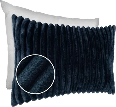 Produktbild von Dekokissen LILLI BIG CORD Velour mit Reißverschluss 30x50cm Einfarbig UNI Jeansblau Sofakissen pflegeleicht
