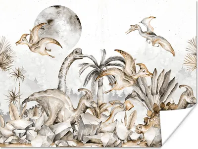 Produktbild von MuchoWow® Poster Dino - Dschungel - Natur - Tiere - Kinder - Kinder 40x30 cm - Plakate für die Wände - Poster Wohnzimmer