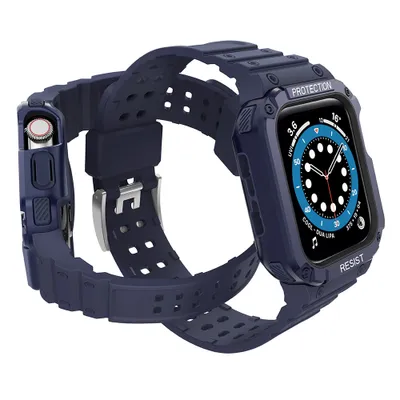 Produktbild von Protect Strap Case Band für Apple Watch 7/6/5/4/3/Se 45/44/42Mm Blau