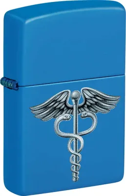 Obrázek produktu pro Zippo 60007387, benzínová zapalovač, motiv Kaduceus, světle modrá, matný povrch