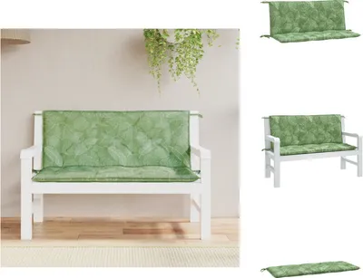 Image de vidaXL Coussins de banc de jardin 2 pcs. Motif de feuilles 120x50x7 cm Tissu - coussin d'assise
