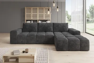 Produktbild von Moebelfest Molli Ecksofa L-Form Rechtsseitig Dunkelgrau Cord-stoff