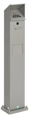 Produktbild von Kombiascher Standsäule für Außenbereich | HxBxT 115x18x15cm | Verzinkter Stahl | Silber