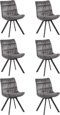Produktbild von Polsterstühle - Grau - Samtbezug - Metallgestell - 6er Set