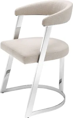 Produktbild von Casa Padrino Designer Stuhl mit Armlehnen Naturfarben / Silber 53,5 x 49 x H. 78 cm - Esszimmerstuhl - Bürostuhl - Designermöbel