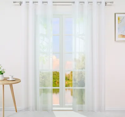 Produktbild von Gardinen Vorhänge Voile Gardine Transparent Dekoschal Uni Ösen Vorhang Weiß HxB 225x140 cm 1 Stück