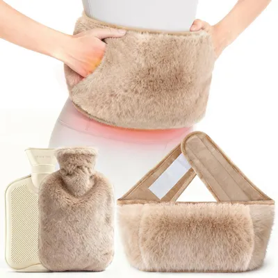 Produktbild von Wärmflaschengürtel 130cm Lang mit Kängurutasche, Camel, Kunstfell