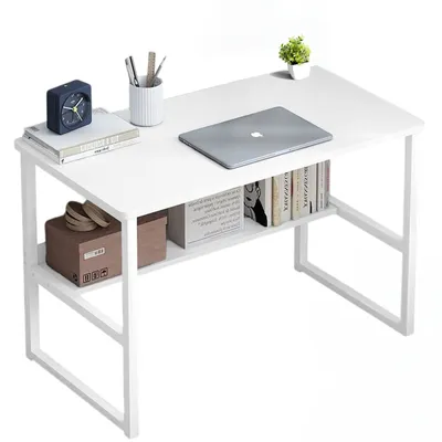Produktbild von Biurko Komputerowe Stolik Loft Białe Młodzieżowe Z Półką Nowoczesne 100 Cm