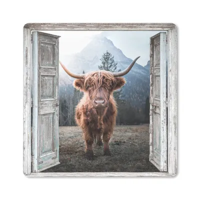 Produktbild von MuchoWow® Mauspad Mousepad Schottischer Highlander - Kuh - Ländlich - Ansicht 20x20 cm - Mousepads - Maus Mat - Pad - Mausunterlage - Desk Mat - Bureauartikeln