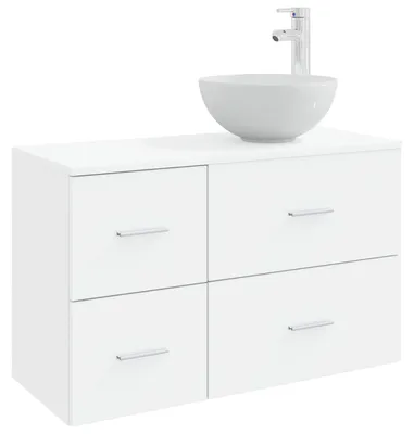 Immagine prodotto di Set di mobili da bagno, 2 pezzi, bianco, legno ingegnerizzato
