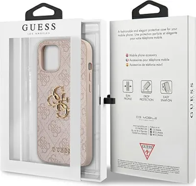 Produktbild von GUESS Hard Cover 4G Big Metal Logo Pink, für Apple iPhone 12 / 12 Pro, GUHCP12M4GMGPI