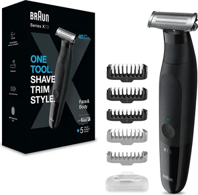 Obrázok produktu pre Braun Series X All-in-One Beard Trimmer / Bodygroomer / Electric Shaver Men / Zastrihávač vlasov, 5 hrebeňových nástavcov, na 3 dni fúzy, vlasy, telo a intímnu oblasť, darček muž, XT3200,