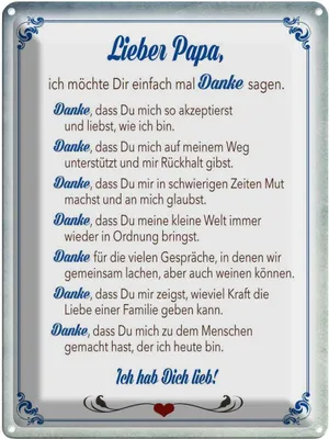 Produktbild von vianmo Blechschild 40x30 cm lieber Papa Ich hab dich lieb Liebe
