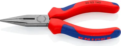 Produktbild von Knipex Flachrundzange DIN ISO 5745 Länge 140mm mit Schneide gerade poliert 2K-Hüllen - 25 02 140 SB
