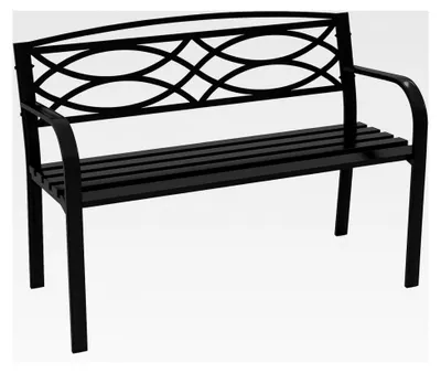 Produktbild von Gartenbank aus Metall, wetterfeste Sitzbank für 2 Personen, Balkonbank mit Rückenlehne und Armlehnen, belastbar bis 300 kg, Eisenbank für Garten, Terrasse, Balkon, 116 x 49 x 83 cm