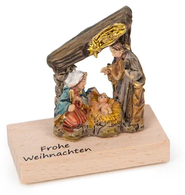 Produktbild von Logbuch-Verlag Mini Weihnachtskrippe auf Holztafel kleine Krippe als Geschenk Frohe Weihnachten Give-Away 5 x 2,5 x 5 cm