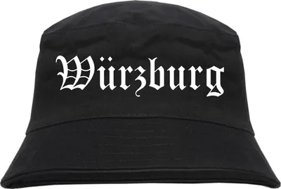 Produktbild von Würzburg Fischerhut - Altdeutsch - bedruckt - Bucket Hat Anglerhut Hut S/M Schwarz