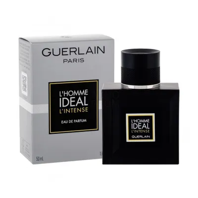 A product shot of a perfume bottle and its packaging.