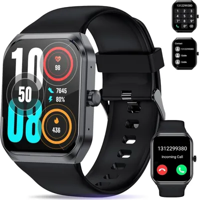 Produktbild von Hoaiyo Smartwatch Männer Frauen Telefonfunktion, Fitness Uhren -Armbanduhren für die Sportherzfrequenz für Männer, Musikkontrolle, Schrittzähler, Kalo