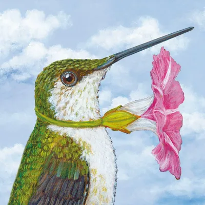 Produktbild von 20 Servietten Lucinda - Kolibri an großer Blüte 33x33cm