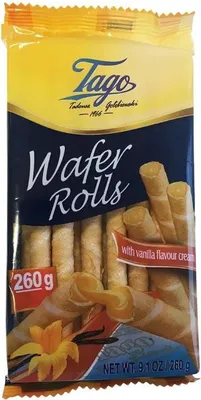 Produktbild von Tago Rurki waflowe Waffelröllchen mit Cremefüllung mit Vanillegeschmack 260g