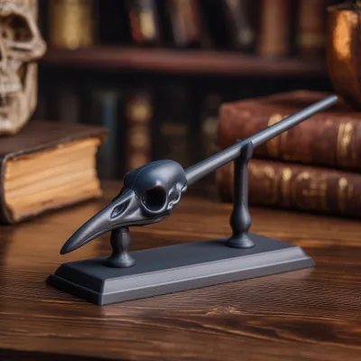 Fantasy-Zauberstab mit Rabenschädel und Ständer – Decords, Produktansicht 1