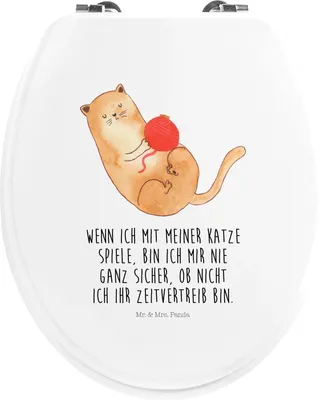 Produktbild von Mr. & Mrs. Panda klo deckel Katze Wolle - Weiß - Geschenk, Cats, WC-Sitz, WC Sitz, Katzen, Brille, Lustig, Klobrille, Klo-Deckel, Spielen, Haha