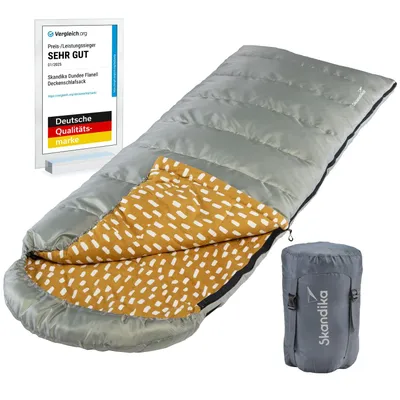 Produktbild von Skandika Deckenschlafsack Dundee Flanell | Baumwolle, Luxus-Qualität, koppelbar, Doppelschlafsack, 3 Jahreszeiten, bis -20°C, 220 x 80 cm