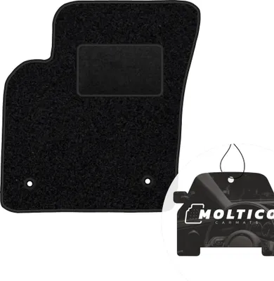 Produktbild von moto-MOLTICO Fahrer Fußmatte Auto Velours Fahrerseite Autoteppiche Schwarz Fahrermatte 1-teilig passend für Volvo C30 S40 II V50 I