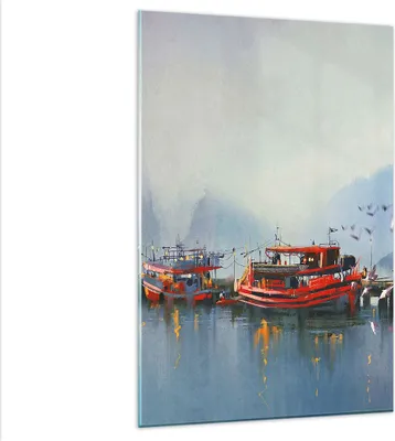 Produktbild von Bilder auf glas - Einteilig - Hafen Laterne Boot - 80x120cm - Glasbilder - Wandbilder - Bilder - zum Aufhängen bereit - Wanddekoration aus Glas - Glas Bilder - Wandbild auf Glas - GPA80x120-3710