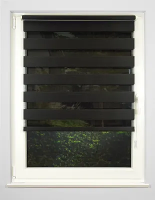 Produktbild von Fensterrollo Doppelrollo Klemmfix ohne Bohren mit Seitenzug Farbe: Anthrazit, Größe: 60x160 cm